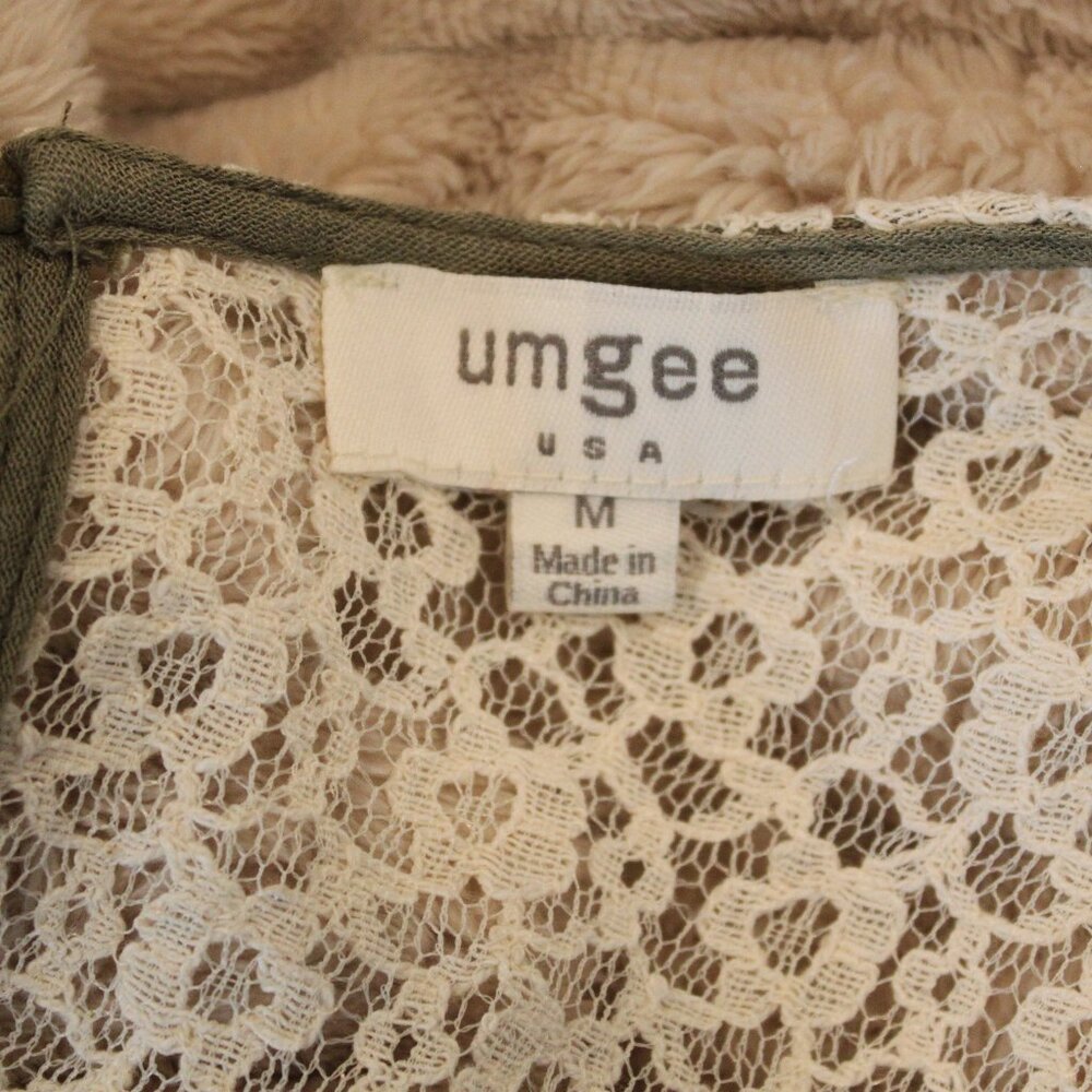 Umgee Sleeveless Dress With Floral Lace Detail Olive Green Size Medium - Picture 7 of 9